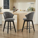 008-Wing Back Swivel Bar Stools Set of 2 - 25' Counter Height Adjustable Stools with Solid Wood Legs & Chenille Upholstery, Leveling Feet for Kitchen Island, Home Pub or Dining Room, Dark Grey - DTYStore