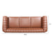 83.46" Brown PU Rolled Arm Chesterfield Three Seater Sofa.