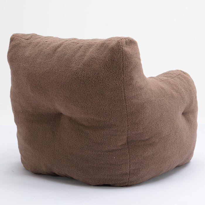 010-Soft Teddy Fabric Tufted Foam Bean Bag Chair With Teddy Fabric Coffee