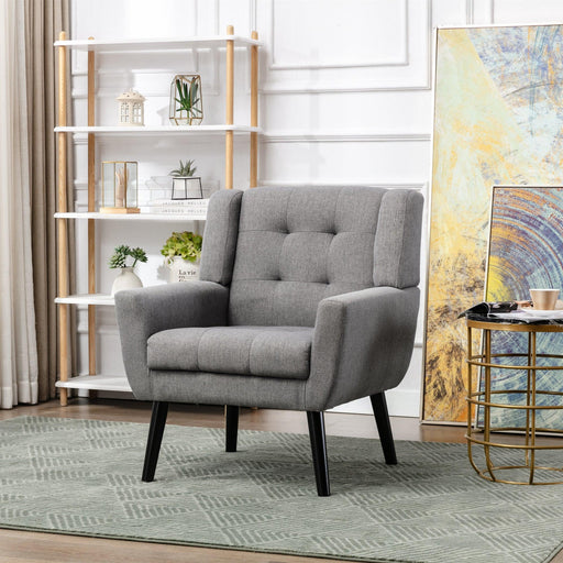 Modern Soft Linen Material Ergonomics Accent Chair Living Room Chair Bedroom Chair Home Chair With Black Legs For Indoor Home - DTYStore