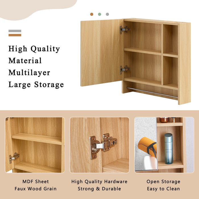Bathroom Mirror Cabinet Wall Mounted,Medicine Cabinet,Over The Toilet Storage Cabinet with Shelves and Towel Rack - DTYStore