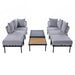 8-Piece Patio Sectional Sofa Set with Tempered Glass and Wooden Coffee Tables for Outdoor Oasis