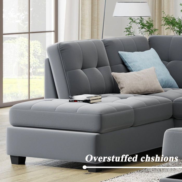 Orisfur. Sectional Sofa with Reversible Chaise Lounge, L-Shaped Couch with Storage Ottoman and Cup Holders