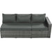 Outdoor 6-Piece All Weather PE Rattan Sofa Set, Garden Patio Wicker Sectional Furniture Set with Adjustable Seat, Storage Box, Removable Covers and Tempered Glass Top Table,Grey - DTYStore