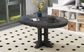 TREXM Farmhouse Dining Table Extendable Round Table for Kitchen, Dining Room(Black)