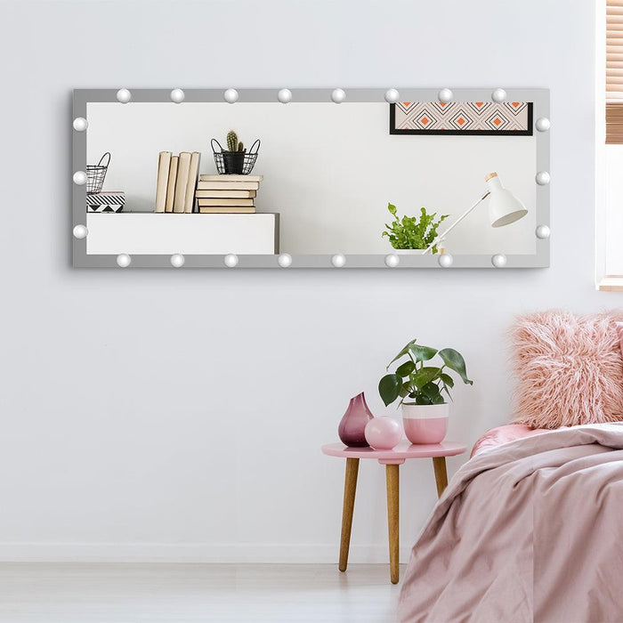 Hollywood Full Length Mirror with Lights Full Body Vanity Mirror with 3 Color Modes Lighted Standing Floor Mirror for Dressing Room Bedroom Wall Mounted Touch Control Silver 63"x24"