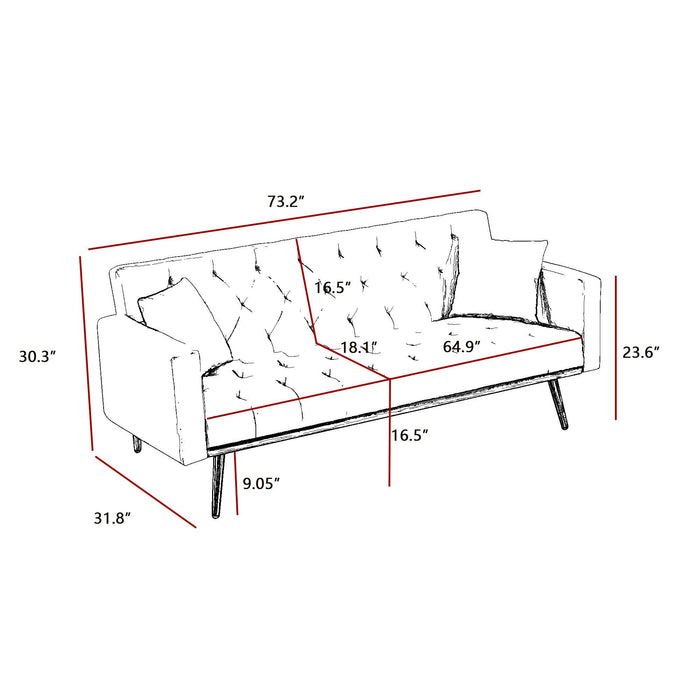 BLACK Convertible Folding Futon Sofa Bed , Sleeper Sofa Couch for Compact Living Space.