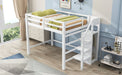 Full Size Loft Bed with Built-in Storage Wardrobe and Staircase, White(Old SKU:SM000527AAK) - DTYStore