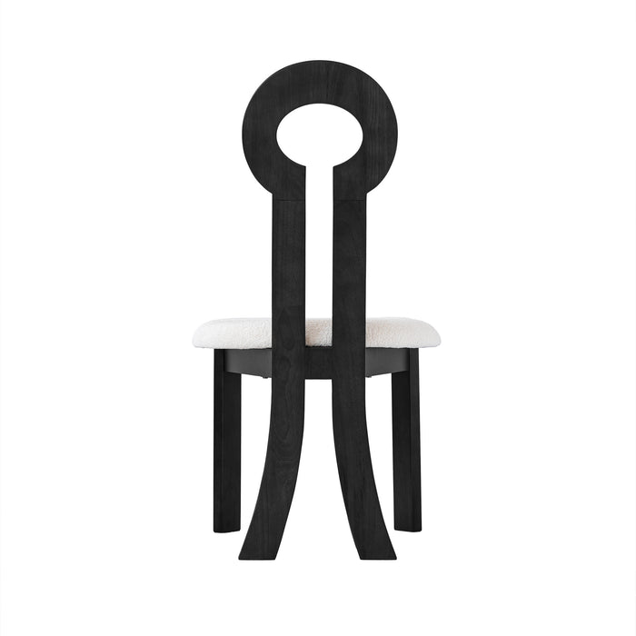 Vintage Rubber Solid Wood Dining Chair, Sheep Plush Dining Chair, Armless Dining Chair, Suitable For Small Home Dressing Room Model Room, Black(Set Of 2) - DTYStore