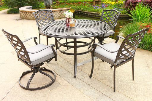 Round 4 - Person 49' Long Aluminum Dining Set with Sunbrella Cushions - DTYStore