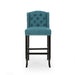 Vienna Contemporary Fabric Tufted Wingback 31 Inch Counter Stools, Set of 2, Teal and Dark Brown - DTYStore
