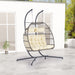 2 Person Outdoor Rattan Hanging Chair Patio Wicker Egg Chair - DTYStore