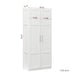 High wardrobe and kitchen cabinet with 2 doors and 3 partitions to separate 4 storage spaces,white