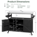 Outdoor Kitchen Island, Rolling Bar Cart & Storage Cabinet, Farmhouse Solid Wood Outdoor Grill Table with Stainless Steel Top, Spice Rack , Towel Rack for Kitchen & Barbecue, Black - DTYStore