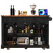 53'' Farmhouse Kitchen Island with Two Tempered Glass Cabinet Doors, Power Outlet, Rolling Kitchen Cart on Wheels with Drop Leaf, 5 Open Side Racks, 3 Drawers, for Kitchen, Dining Room, Black - DTYStore