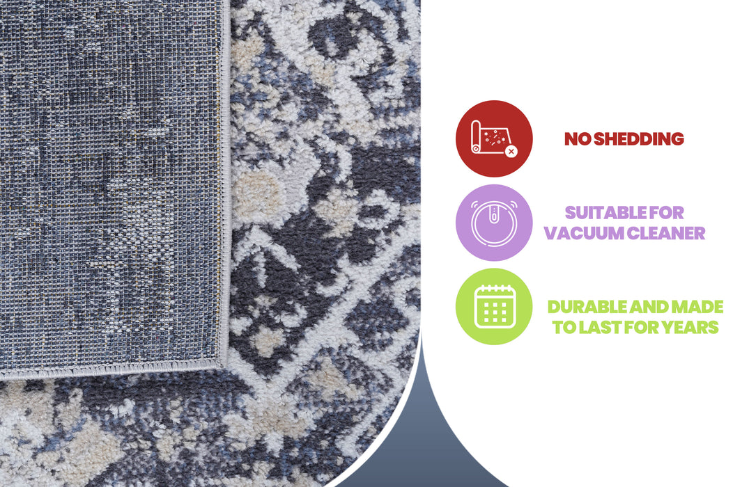 DTY Signature Collection 5X7 Grey/Blue /Traditional Non-Shedding Living Room Bedroom Dining Home Office Stylish and Stain Resistant Area Rug - DTYStore