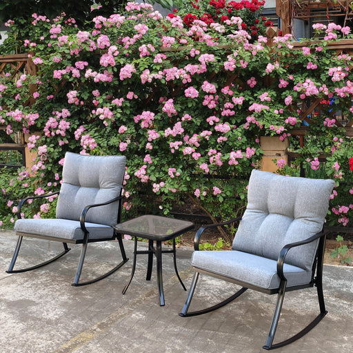 ROCKER SET CHAIR AND TEAPOY Medium grey - DTYStore