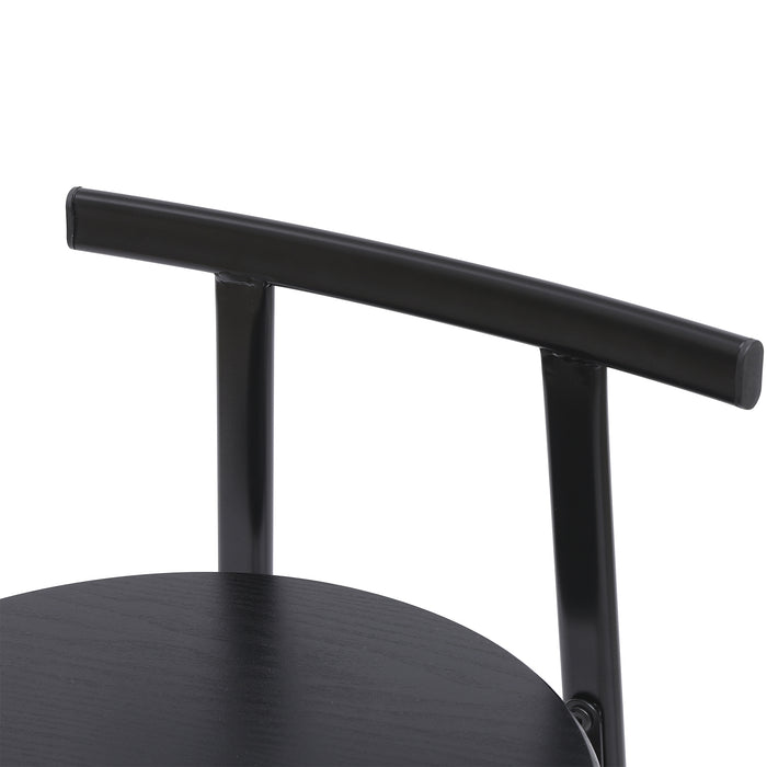 27''H Barstool Set of 3 Wooden Round Bar Stools with Footrest Modern Kitchen Chairs for Counter (Black & Black) - DTYStore