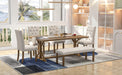 6-Piece Farmhouse Dining Table Set 72" Wood Rectangular Table with Upholstered Chairs and Bench