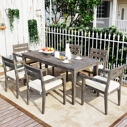 U_Style Acacia Wood Outdoor Dining Table And Chairs Suitable For Patio, Balcony Or Backyard - DTYStore