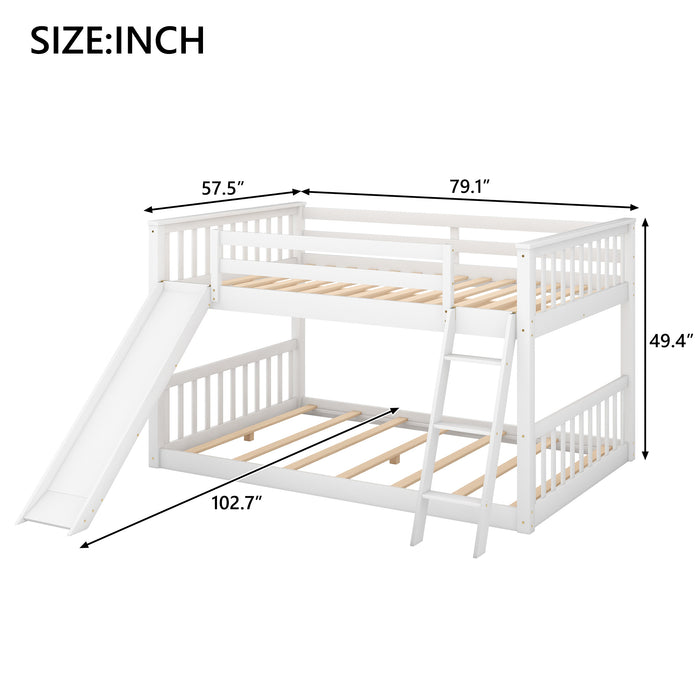 Full over Full Bunk Bed with Convertible Slide and Ladder, White(Old SKU: GX000708AAK) - DTYStore