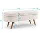 Ottoman Oval Storage Bench,Rubber Wood Legs, Beige(43.5"x16"x16")