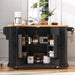 56 inch Kitchen Island with Rubber Wood Veneer Drop Leaf, Power Outlet, 4 Door Shelves, Embossed Vertical Stripe Rolling Kitchen Cart on 4 Wheels with 6 Deep Drawers for Kitchen, Dining Room,Black - DTYStore