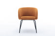 039-Set of 1 Boucle Fabric Dining Chair With Black Metal Legs,Ginger - DTYStore