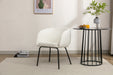 039-Set of 1 Boucle Fabric Dining Chair With Black Metal Legs,Ivory - DTYStore