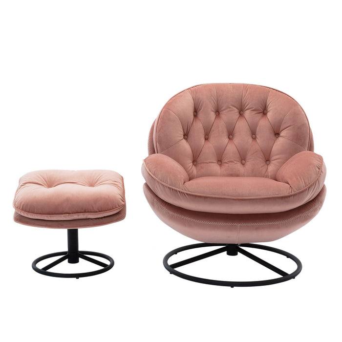 Accent chair TV Chair Living room Chair Pink sofa with Ottoman - DTYStore