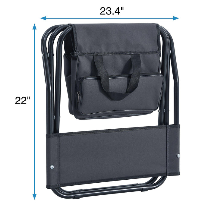Set of 3, Folding Outdoor Table and Chairs Set for Indoor, Outdoor Camping, Picnics, Beach,Backyard, BBQ, Party, Patio, Black/Gray - DTYStore