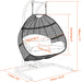 Charcoal Wicker Hanging Double-Seat Swing Chair with Stand w/Dust Blue Cushion - DTYStore