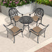 5-Piece Set Of Cast Aluminum Patio Furniture With Black Frame and Seat Cushions In Random Colors - DTYStore