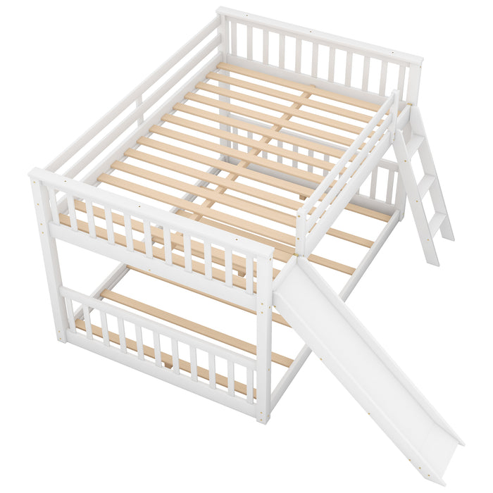 Full over Full Bunk Bed with Convertible Slide and Ladder, White(Old SKU: GX000708AAK) - DTYStore