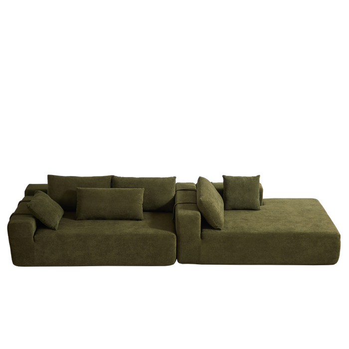 Modern Chenille Upholstered Sectional Sofa Couch Set,Modular 108" L Shaped Sectional Living Room Sofa Set With 6 Pillows,Free Combination Sofa Couch for Living Room,Bedroom(Right Chaise) - DTYStore