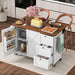 54.5" Farmhouse Kitchen Island with Power Outlet, Kitchen Storage Island with Internal Storage Rack, Drop Leaf, Spice Rack, Rolling Kitchen Cart on Wheels, for Home, Kitchen and Dining Room,White - DTYStore