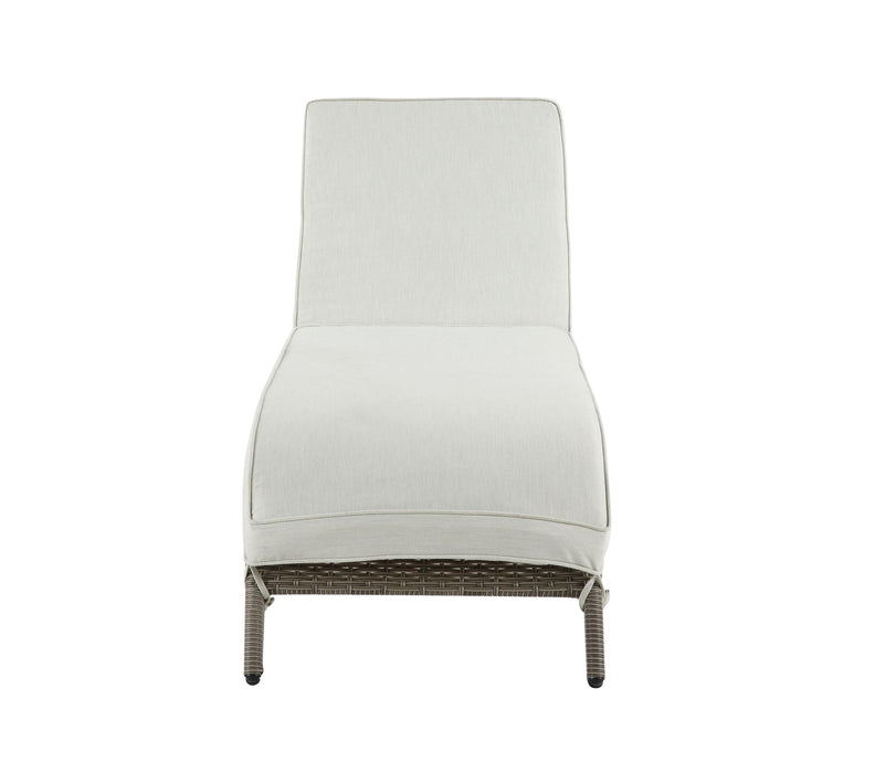 Salena Beige Fabric & Gray Finish Patio Sun Lounge - DTYStore