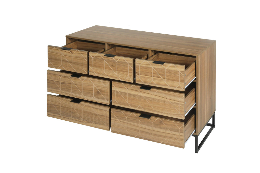 Modern 7 Drawer Dresser Wood Cabinet (Walnut)