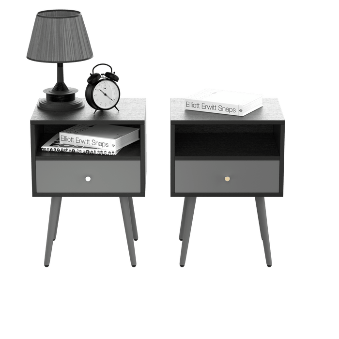 Update Modern Nightstand with 1Drawers, Suitable for Bedroom/Living Room/Side Table (Dark Grey)