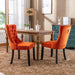 Nikki Collection Modern, High-end Tufted Solid Wood Contemporary Velvet Upholstered Dining Chair with Wood Legs Nailhead Trim 2-Pcs Set, Orange