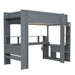 Wood Twin Size Gaming Loft Bed with Desk, Multi-storage Shelves, LED and Charging Station, Dark Gray - DTYStore
