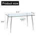 Modern Minimalist Rectangular Glass Dining Table for 4-6 with 0.31" Tempered Glass Tabletop and Silver plating Metal Legs, Writing Table Desk, for Kitchen Dining Living Room, 51" *31"* 30"