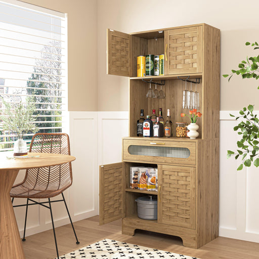 67'' Tall Pantry Buffet Cabinet Freestanding Hutch Cupboard for Home, Kitchen,Tall Freestanding Liquor Cabinet Bar for Kitchen, Dining Room - DTYStore