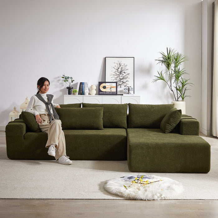 Modern Chenille Upholstered Sectional Sofa Couch Set,Modular 108" L Shaped Sectional Living Room Sofa Set With 6 Pillows,Free Combination Sofa Couch for Living Room,Bedroom(Right Chaise) - DTYStore