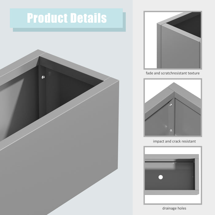 36*10*10 inch Large Metal Rectangular Planter with Drainage Holes for Indoor/Outdoor Use, Perfect for Tall Plants, Flowers, or Shrubs in High-Traffic Areas - DTYStore