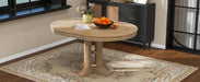 Farmhouse Dining Table Extendable Round Table for Kitchen, Dining Room