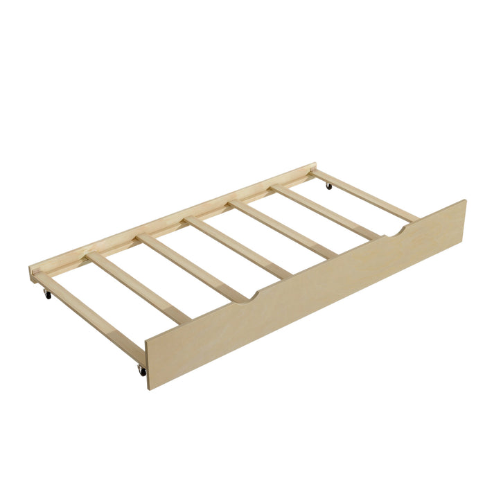 Twin Size Wood Daybed with Storage Shelves, USB and Trundle, Natural - DTYStore