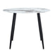 A modern minimalist circular dining table with a diameter of 40 inches, a 0.3 inch thick imitation marble pattern tabletop and black metal legs 40 '* 40' * 30 'DT-1164