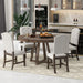 5-Piece Retro Functional Dining Set, Round Table with 16"W Leaf and 4 Upholstered Chairs