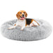 Anti-Slip Round Fluffy Plush Faux Fur Cat Bed, Small gray - DTYStore